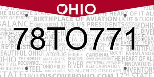 78TO771 Ohio License Plate