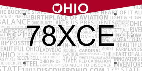 78XCE Ohio License Plate