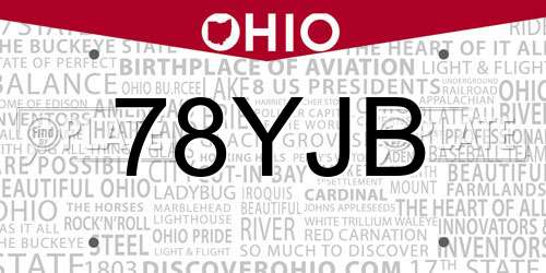 78YJB Ohio License Plate
