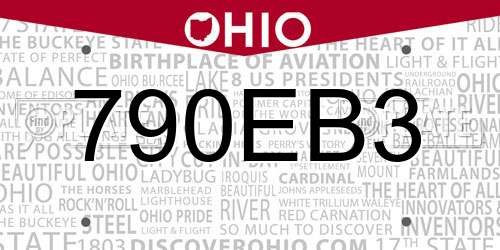 790EB3 Ohio License Plate