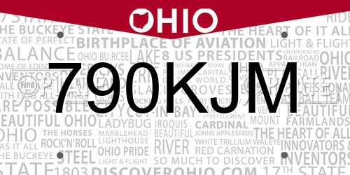 790KJM Ohio License Plate