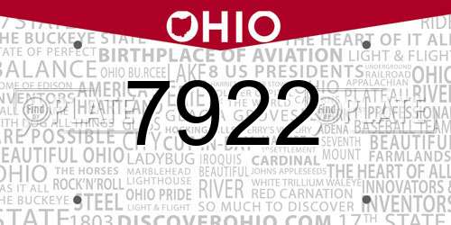 7922 Ohio License Plate