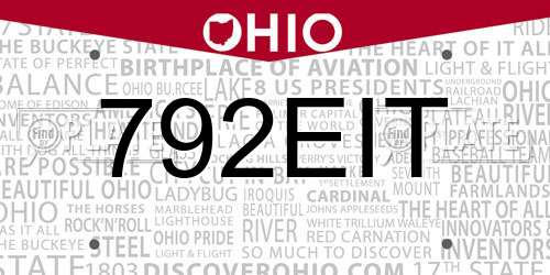792EIT Ohio License Plate