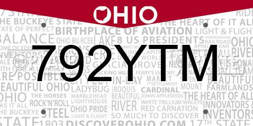 792YTM Ohio License Plate