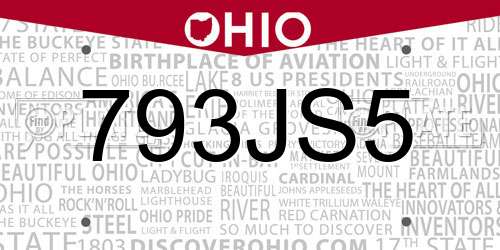 793JS5 Ohio License Plate