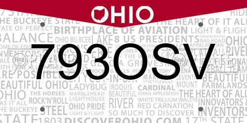 793OSV Ohio License Plate