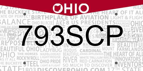793SCP Ohio License Plate