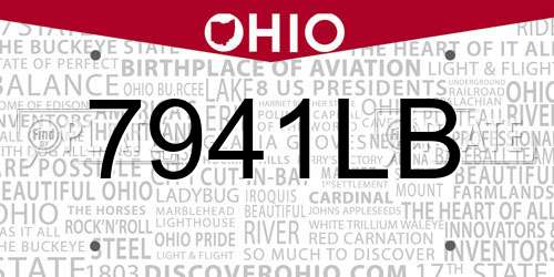 7941LB Ohio License Plate