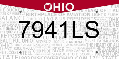 7941LS Ohio License Plate