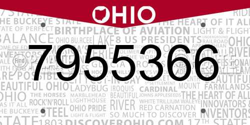 7955366 Ohio License Plate