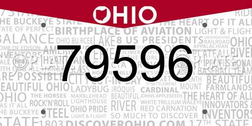 79596 Ohio License Plate