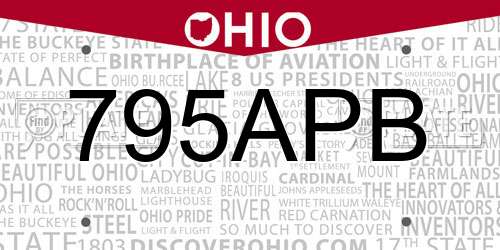 795APB Ohio License Plate