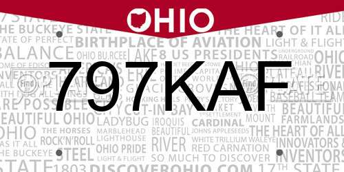797KAF Ohio License Plate