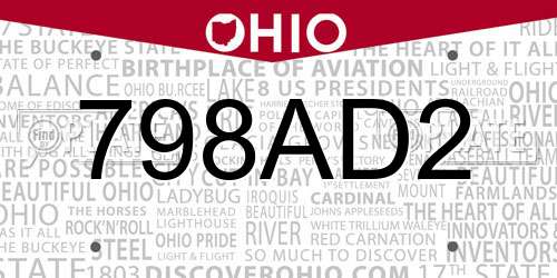 798AD2 Ohio License Plate