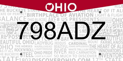 798ADZ Ohio License Plate