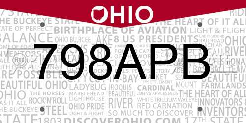 798APB Ohio License Plate
