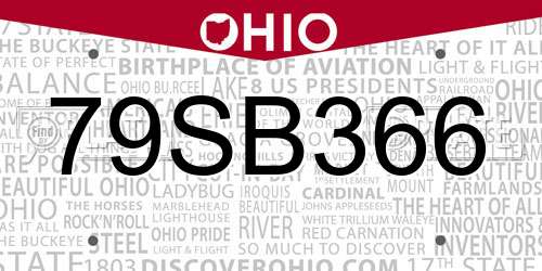 79SB366 Ohio License Plate