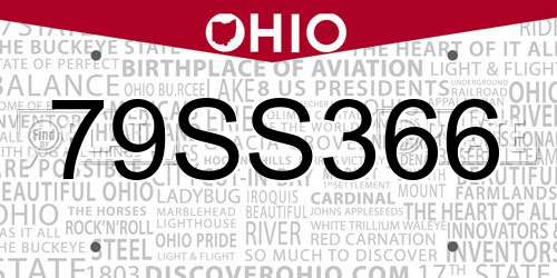 79SS366 Ohio License Plate