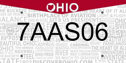 7AAS06 Ohio License Plate