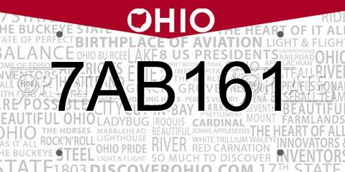 7AB161 Ohio License Plate