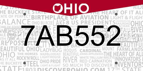 7AB552 Ohio License Plate