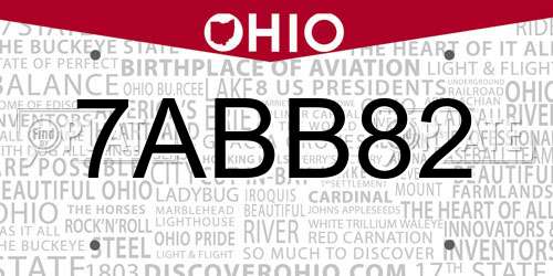 7ABB82 Ohio License Plate