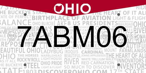 7ABM06 Ohio License Plate