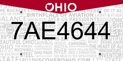 7AE4644 Ohio License Plate