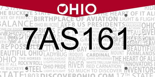 7AS161 Ohio License Plate