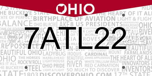 7ATL22 Ohio License Plate