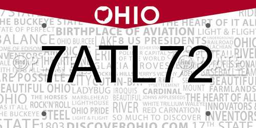 7ATL72 Ohio License Plate