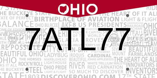 7ATL77 Ohio License Plate