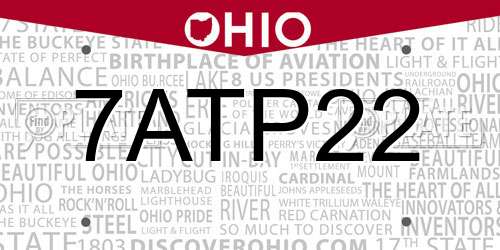 7ATP22 Ohio License Plate