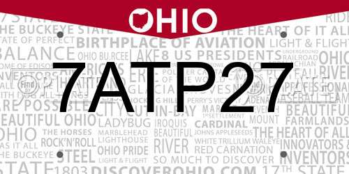 7ATP27 Ohio License Plate