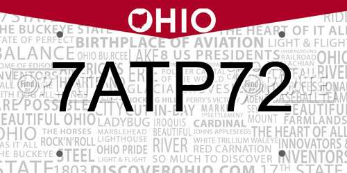 7ATP72 Ohio License Plate