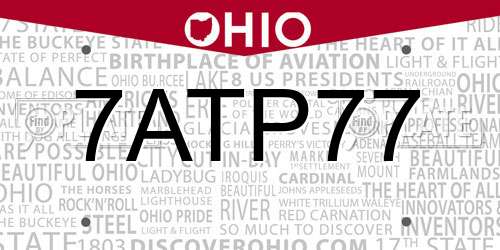 7ATP77 Ohio License Plate