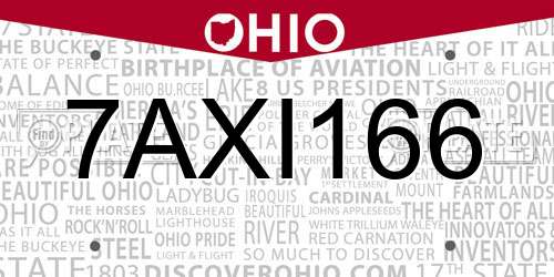 7AXI166 Ohio License Plate
