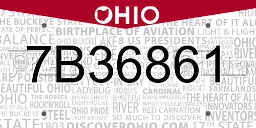 7B36861 Ohio License Plate
