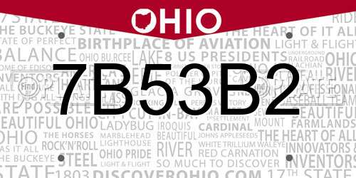7B53B2 Ohio License Plate
