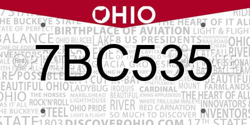 7BC535 Ohio License Plate