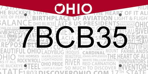 7BCB35 Ohio License Plate