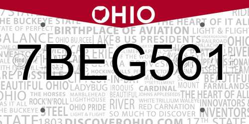 7BEG561 Ohio License Plate