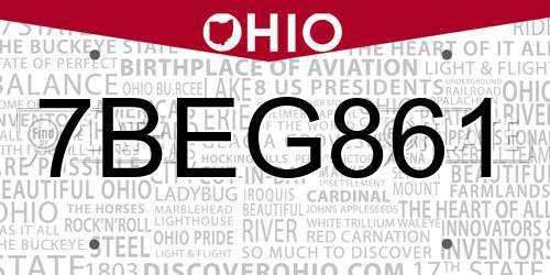 7BEG861 Ohio License Plate