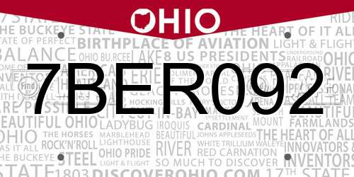 7BER092 Ohio License Plate