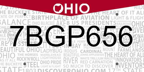 7BGP656 Ohio License Plate