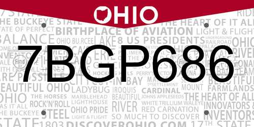 7BGP686 Ohio License Plate