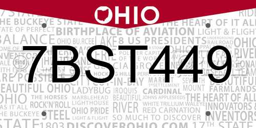 7BST449 Ohio License Plate