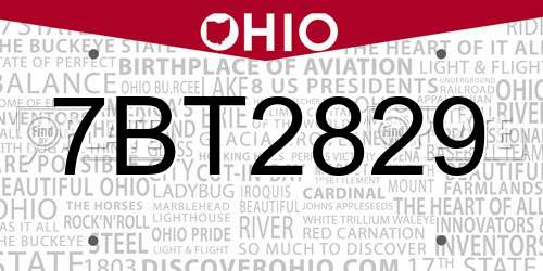7BT2829 Ohio License Plate