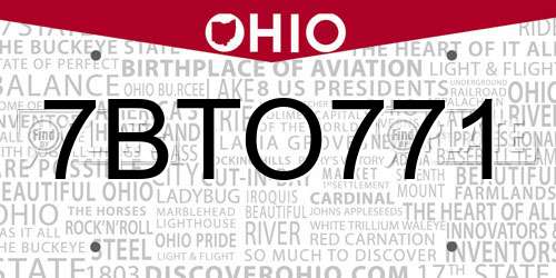 7BTO771 Ohio License Plate