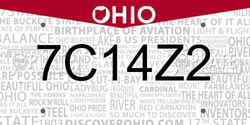 7C14Z2 Ohio License Plate